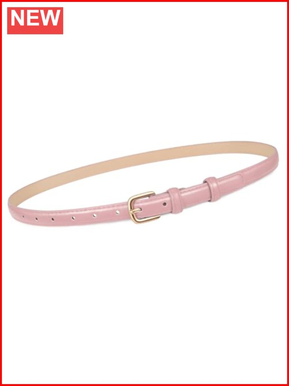 Faux Leather Skinny Belt Thin Waist Gold Buckle Women's Jeans Dress